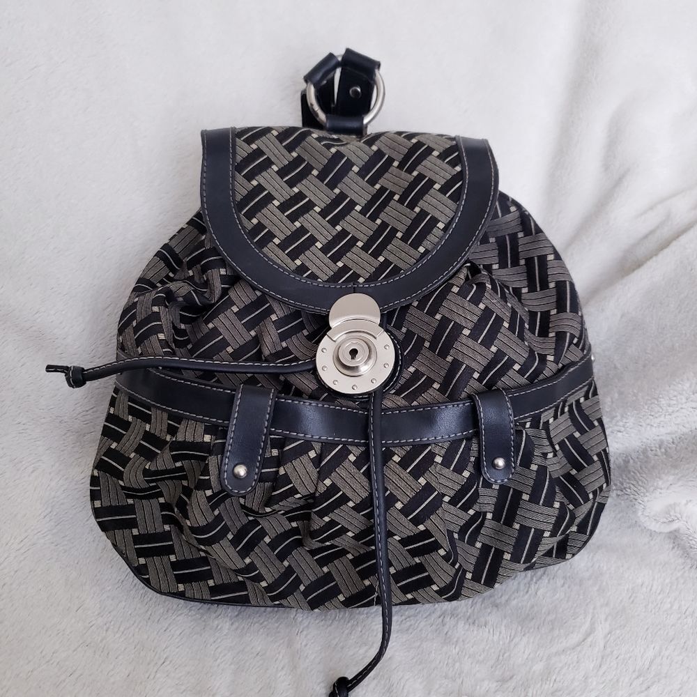 Vintage 90s Nine West Backpack Purse Black Gray